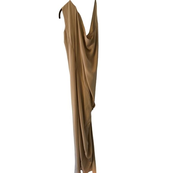 NWT Obakki Silk Maxi Dress Sand Taupe Slip Size 12 - Picture 2 of 6